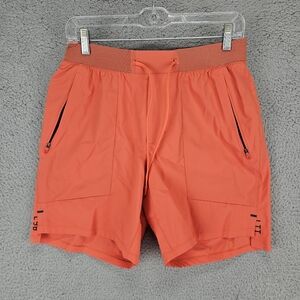 Lululemon Shorts Mens Med Orange Linerless LTT Zip Pockets Gym Athletic